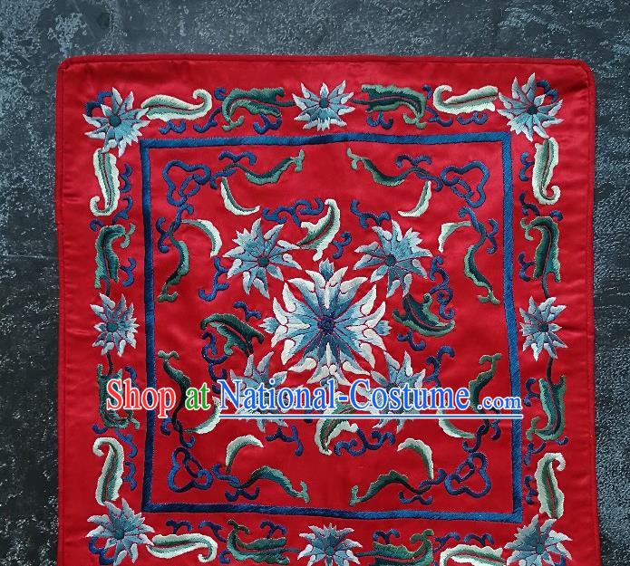 Traditional Chinese Embroidered Flowers Fabric Hand Embroidering Dress Applique Embroidery Red Silk Patches Pillowslip Accessories