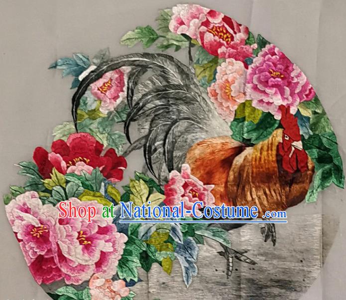 Traditional Chinese Embroidered Cock Peony Fabric Hand Embroidering Dress Applique Embroidery Patches Accessories