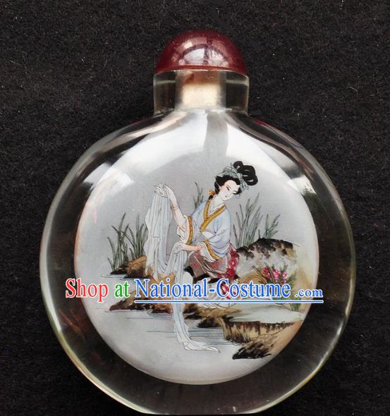 Chinese Handmade Snuff Bottle Traditional Inside Painting Beauty Xi Shi Snuff Bottles Artware