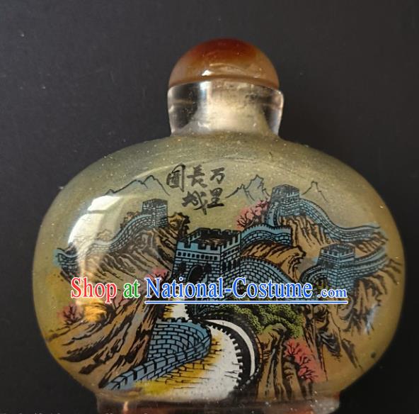 Chinese Handmade Snuff Bottle Traditional Inside Painting Qin Dynasty Emperor Great Wall Snuff Bottles Artware