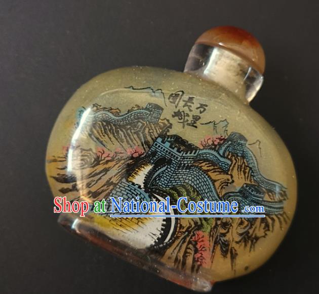 Chinese Handmade Snuff Bottle Traditional Inside Painting Qin Dynasty Emperor Great Wall Snuff Bottles Artware