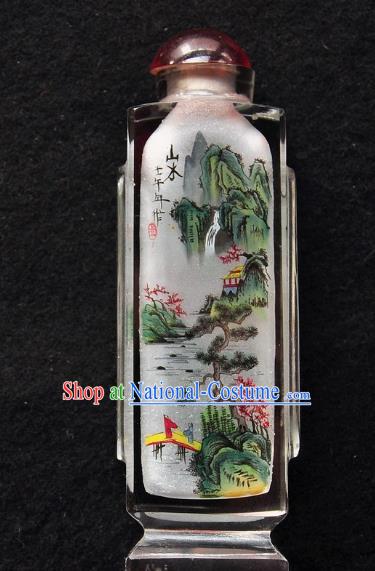 Chinese Handmade Scenery Snuff Bottle Traditional Inside Painting Landscape Snuff Bottles Artware