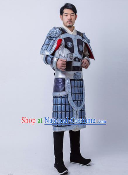 Chinese Traditional Three Kingdoms Period General Armor Costume Drama Ancient Military Officer Zhao Yun Clothing and Helmet for Men