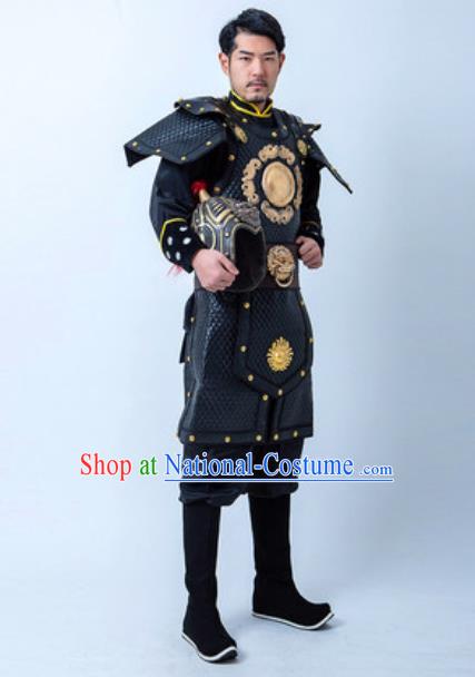 Chinese Traditional Three Kingdoms Period Warrior Armor Costume Drama Ancient General Clothing and Helmet for Men