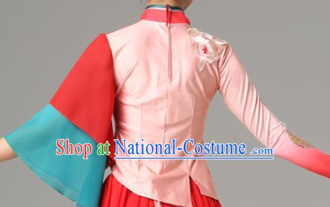 Traditional Chinese Folk Dance Red Outfits Classical Dance Dress Umbrella Dance Stage Performance Costume for Women