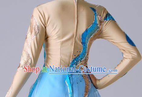 Traditional Chinese Classical Dance Blue Outfits Fan Dance Dress Umbrella Dance Stage Performance Costume for Women