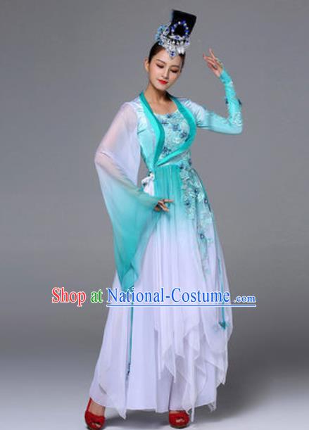 Traditional Chinese Classical Dance Green Outfits Fan Dance Dress Umbrella Dance Stage Performance Costume for Women