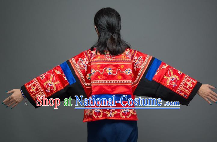 Traditional Chinese Embroidered Red Short Overcoat Dress National Costume Tang Suit Upper Outer Garment for Women