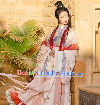 Traditional Chinese Jin Dynasty Noble Infanta Hanfu Dress Apparels Ancient Royal Princess Historical Costumes Complete Set