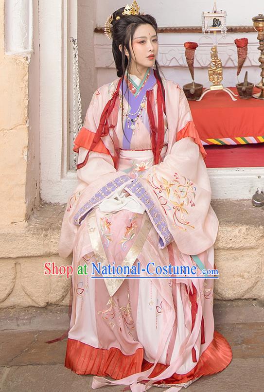 Traditional Chinese Jin Dynasty Noble Infanta Hanfu Dress Apparels Ancient Royal Princess Historical Costumes Complete Set