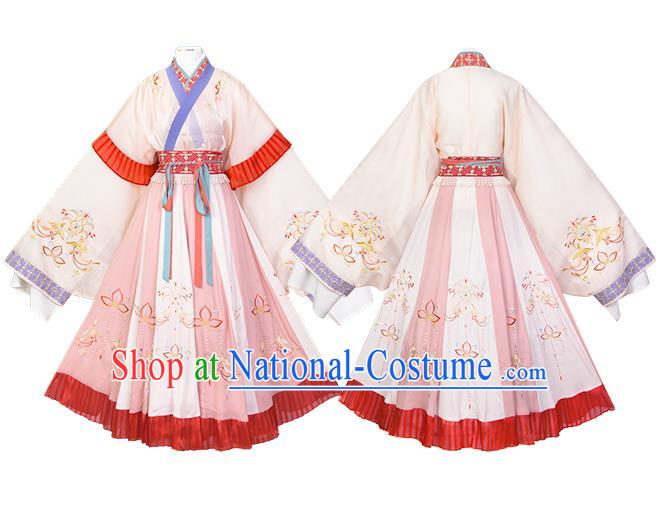 Traditional Chinese Jin Dynasty Noble Infanta Hanfu Dress Apparels Ancient Royal Princess Historical Costumes Complete Set