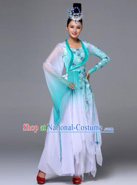 Traditional Chinese Classical Dance Green Outfits Fan Dance Dress Umbrella Dance Stage Performance Costume for Women