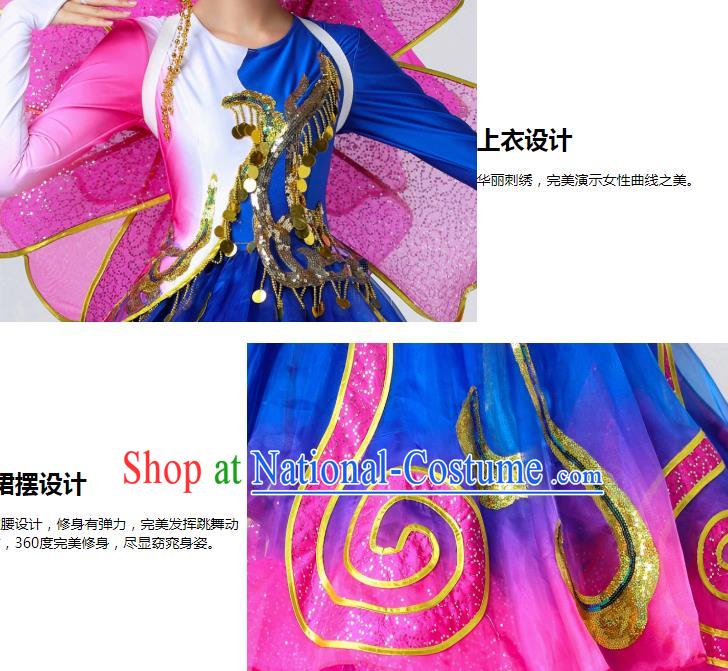 Traditional Chinese Opening Dance Outfits Classical Dance Royalblue Dress Umbrella Dance Stage Performance Costume for Women