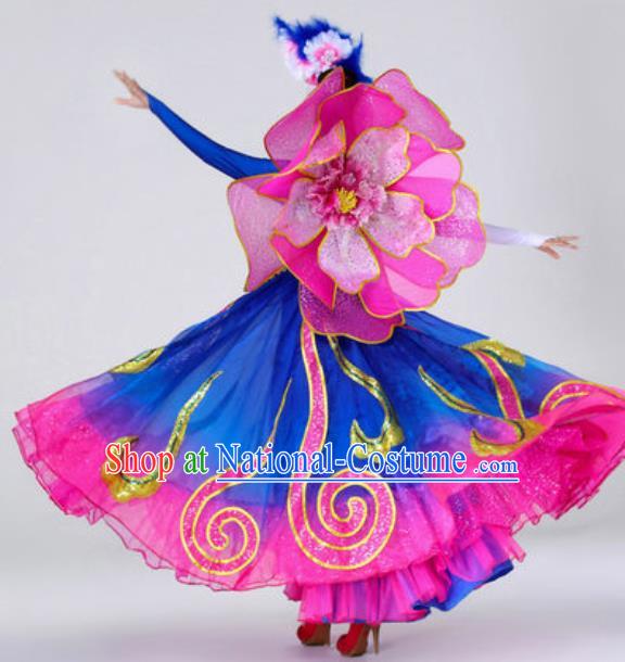 Traditional Chinese Opening Dance Outfits Classical Dance Royalblue Dress Umbrella Dance Stage Performance Costume for Women