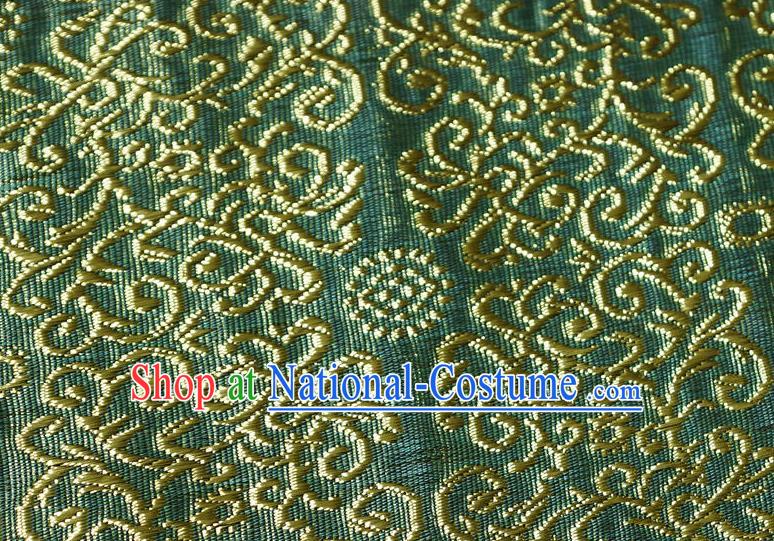 Chinese Traditional Scroll Grass Pattern Design Green Brocade Fabric Tapestry Cloth Asian Silk Material