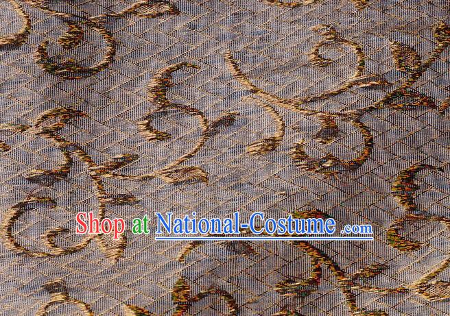 Chinese Traditional Scroll Grass Pattern Design Brown Brocade Fabric Tapestry Cloth Asian Silk Material