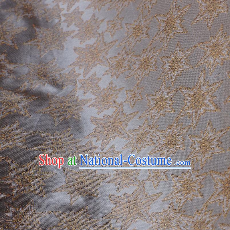 Chinese Traditional Grass Pattern Design Light Grey Brocade Fabric Tapestry Cloth Asian Silk Material