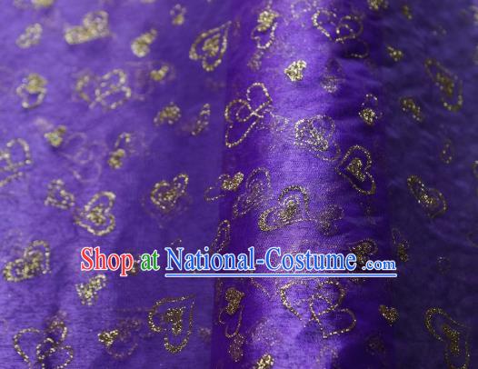 Chinese Traditional Heart Shape Pattern Design Purple Veil Fabric Grenadine Cloth Asian Gauze Material