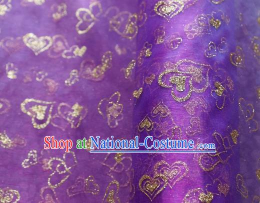 Chinese Traditional Heart Shape Pattern Design Violet Veil Fabric Grenadine Cloth Asian Gauze Material