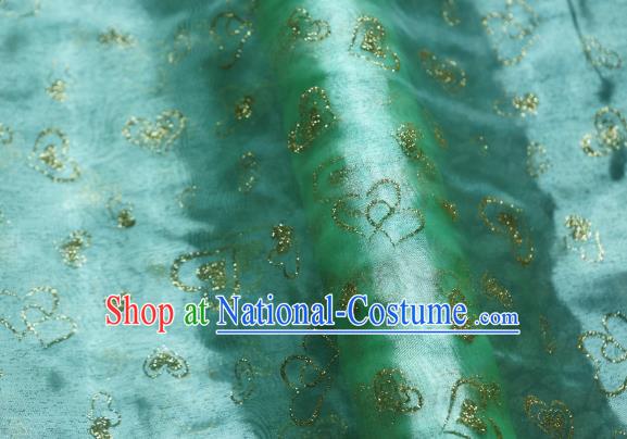 Chinese Traditional Heart Shape Pattern Design Light Green Veil Fabric Grenadine Cloth Asian Gauze Material