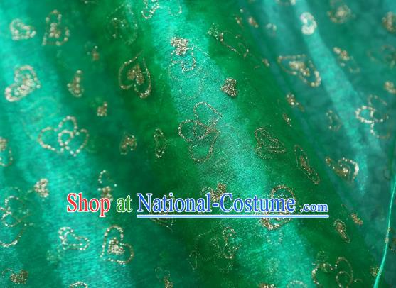 Chinese Traditional Heart Shape Pattern Design Green Veil Fabric Grenadine Cloth Asian Gauze Material