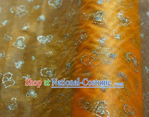 Chinese Traditional Heart Shape Pattern Design Orange Veil Fabric Grenadine Cloth Asian Gauze Material