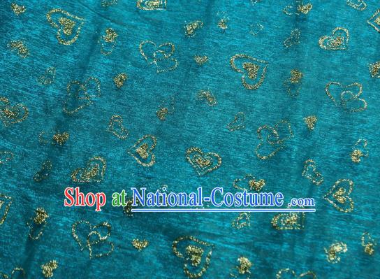 Chinese Traditional Heart Shape Pattern Design Lake Blue Veil Fabric Grenadine Cloth Asian Gauze Material