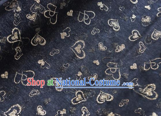 Chinese Traditional Heart Shape Pattern Design Black Veil Fabric Grenadine Cloth Asian Gauze Material