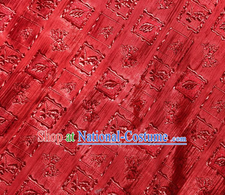 Chinese Traditional Diamond Pattern Design Red Brocade Fabric Tapestry Cloth Asian Silk Material