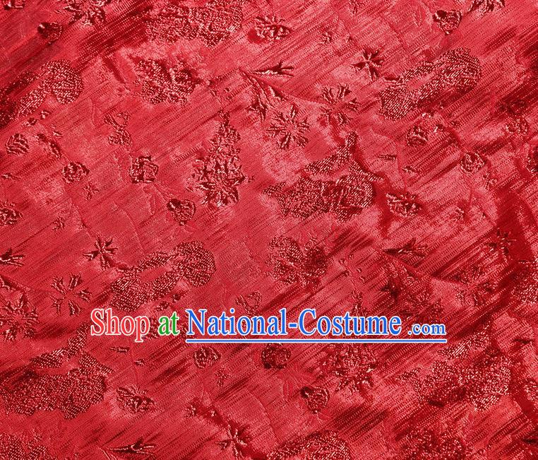 Chinese Traditional Snowflake Pattern Design Red Brocade Fabric Tapestry Cloth Asian Silk Material