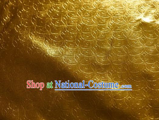 Chinese Traditional Copper Cash Pattern Design Golden Spandex Fabric Cloth Material Asian Dress Anaglyph Drapery