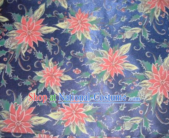 Chinese Traditional Christmas Flower Pattern Design DIY Navy Spandex Fabric Cloth Chemical Fiber Material Asian Dress Drapery