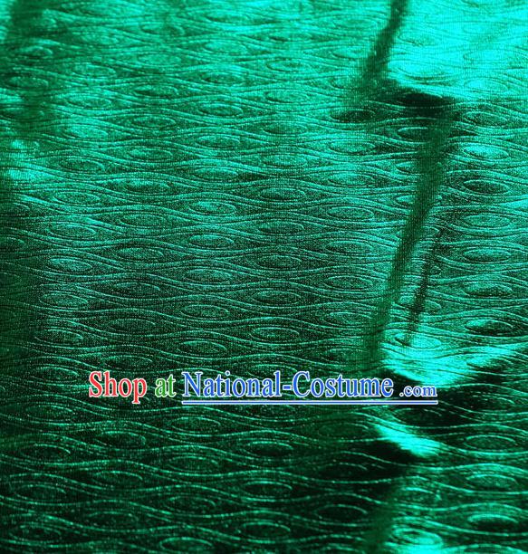 Chinese Traditional Anaglyph Pattern Design Green Spandex Fabric Cloth Material Asian Dress Drapery