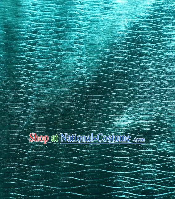 Chinese Traditional Anaglyph Pattern Design Lake Blue Spandex Fabric Cloth Material Asian Dress Drapery