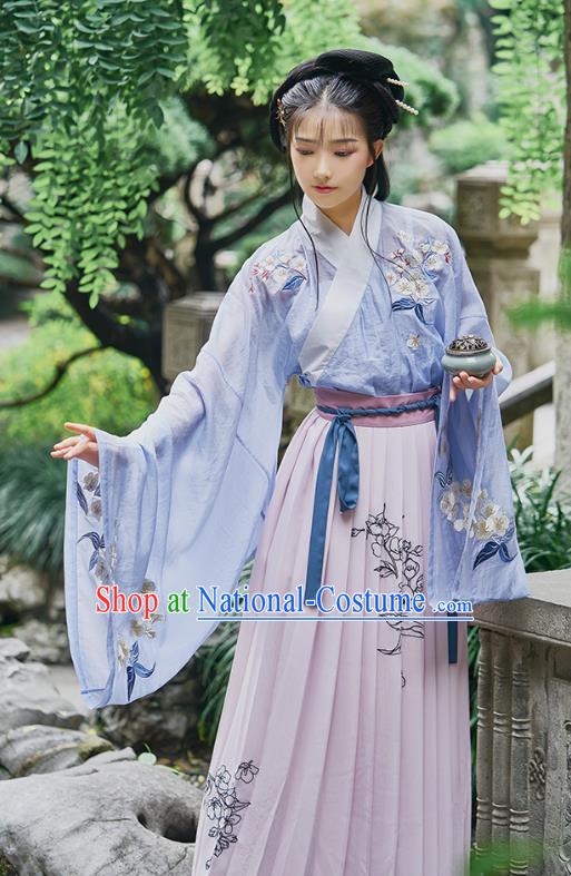 Traditional Chinese Ancient Palace Lady Hanfu Dress Apparels Han Dynasty Princess Historical Costumes Embroidered Blouse and Skirt for Women