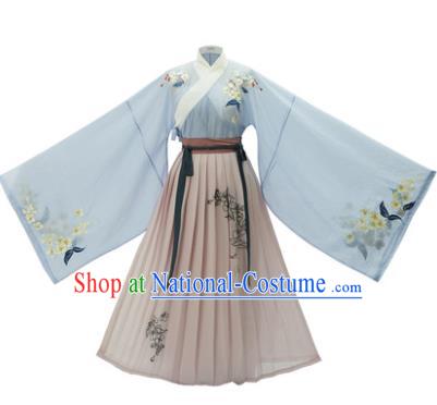 Traditional Chinese Ancient Palace Lady Hanfu Dress Apparels Han Dynasty Princess Historical Costumes Embroidered Blouse and Skirt for Women