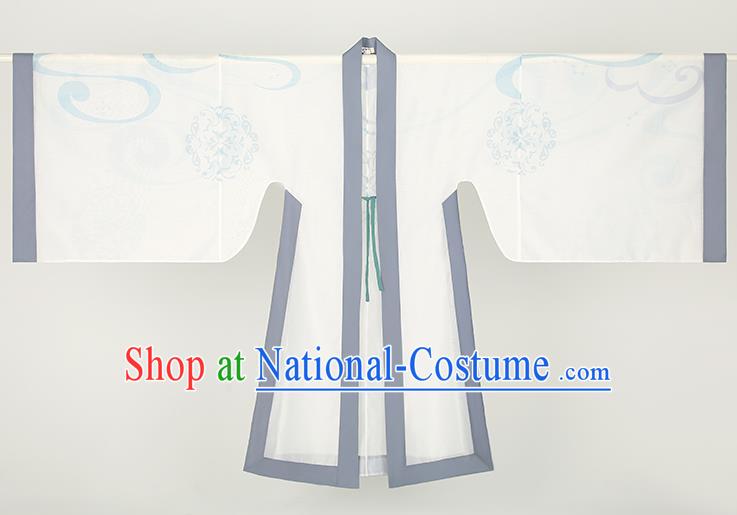 Traditional Chinese Ming Dynasty Swordsman Apparels Ancient Taoist Historical Costumes Embroidered Cloak and Long Gown for Men