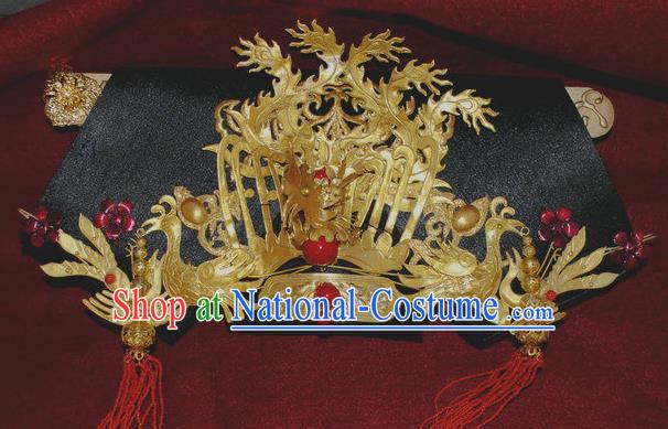 Chinese Traditional Qing Dynasty Imperial Consort Hair Accessories Drama Empresses in the Palace Ancient Queen Zhen Huan Flag Bun Headwear