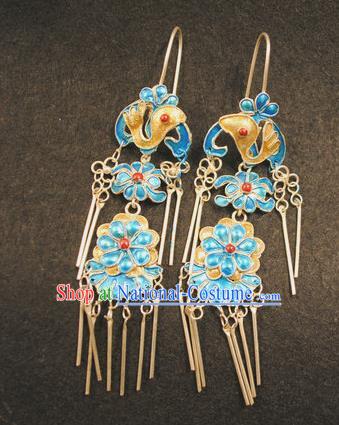 Chinese Traditional Qing Dynasty Palace Lady Tassel Earrings Drama Ancient Empress Court Ear Accessories