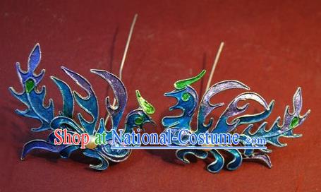 Chinese Traditional Qing Dynasty Palace Lady Phoenix Hair Clip Drama Ancient Empress Court Hairpin Hair Accessories