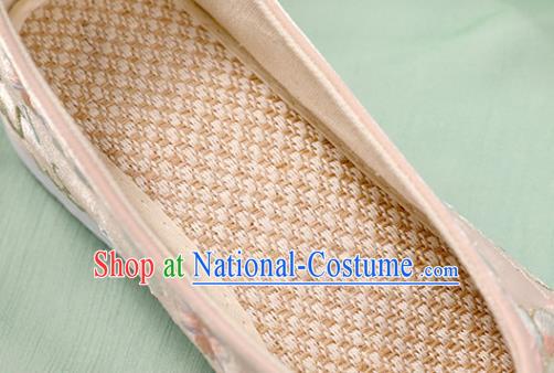 Chinese Traditional National Shoes Pink Cloth Shoes Embroidered Peony Shoes Hanfu Shoes Women Shoes Handmade Shoes