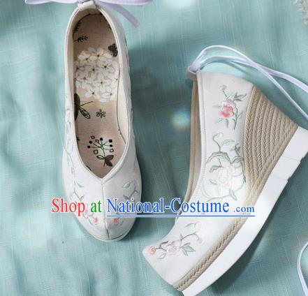 Chinese Traditional National Wedges Heel Shoes Cloth Shoes Embroidered Shoes Hanfu Shoes Women Shoes Handmade Shoes