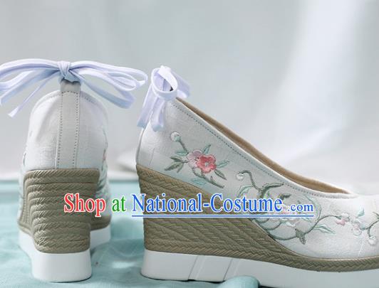 Chinese Traditional National Wedges Heel Shoes Cloth Shoes Embroidered Shoes Hanfu Shoes Women Shoes Handmade Shoes