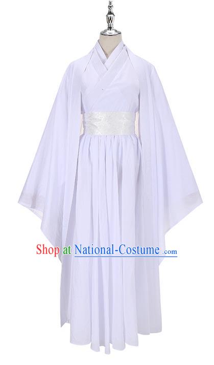 Traditional Chinese Cosplay Female Swordsman Costumes China Ancient Knight Clothing Fairy Princess White Dress for Women