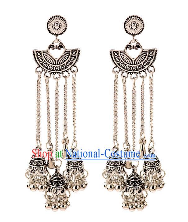 Asian India Traditional Bells Tassel Eardrop Asia Indian Earrings Bollywood Dance Jewelry Accessories for Women