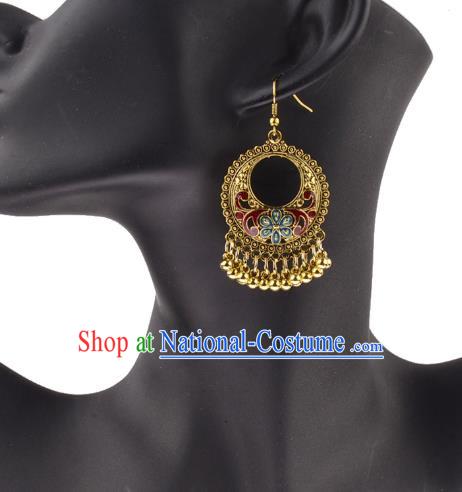 Asian India Traditional Golden Eardrop Asia Indian Bells Tassel Earrings Belly Dance Jewelry Accessories for Women