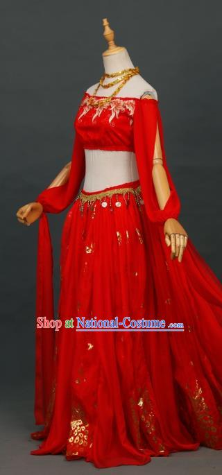 Traditional Chinese Cosplay Fairy Red Hanfu Dress Costumes Ancient Female Swordsman for Women