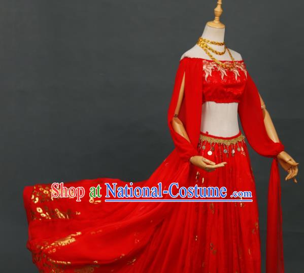 Traditional Chinese Cosplay Fairy Red Hanfu Dress Costumes Ancient Female Swordsman for Women