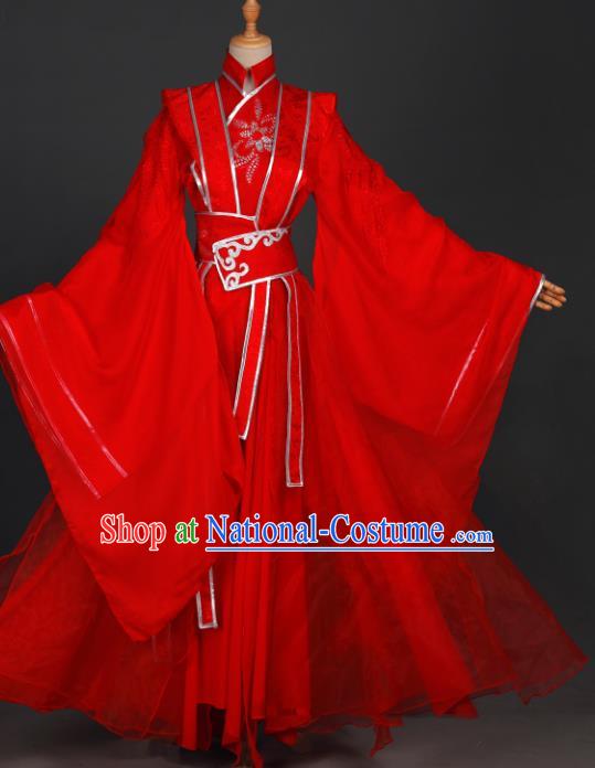 Traditional Chinese Cosplay Prince Wei Wuxian Costumes Ancient Swordsman Garment Childe Red Wedding Clothing for Men