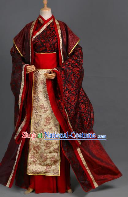 Traditional Chinese Cosplay Swordsman Wei Wuxian Wedding Costume Ancient Chivalrous Knight Garment Crown Prince Dark Red Clothing for Men